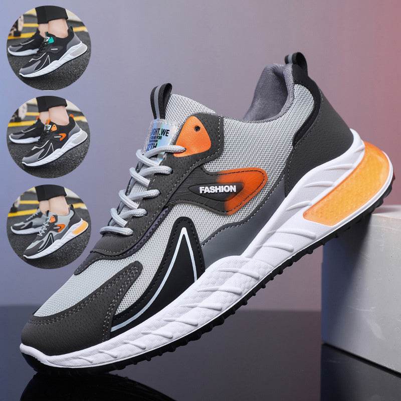 Color-blocked Sneakers Fashion Breathable Lace Up Mesh Sports Shoes For Men Casual Outdoor Running Walking Shoes - ProTrendyz