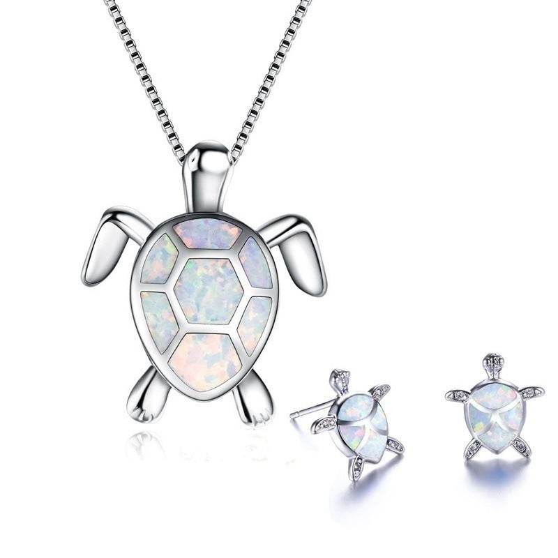 Fashion Turtle Simple Necklace Stud Earrings Set - ProTrendyz