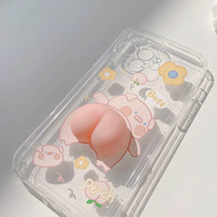 Compatible with Apple , Three-dimensional Piggy Butt Phone Case XS Pinch Music Silicone Case - ProTrendyz