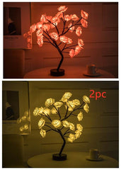 Rose Flower Lamp USB Battery Operated LED Table Lamp Bonsai Tree Night Lights Garland Bedroom Decoration Lights Home Decor - ProTrendyz