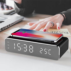 LED Electric Alarm Clock With Wireless Charger Desktop Digital Despertador Thermometer Clock HD Mirror Clock Watch Table Decor - ProTrendyz