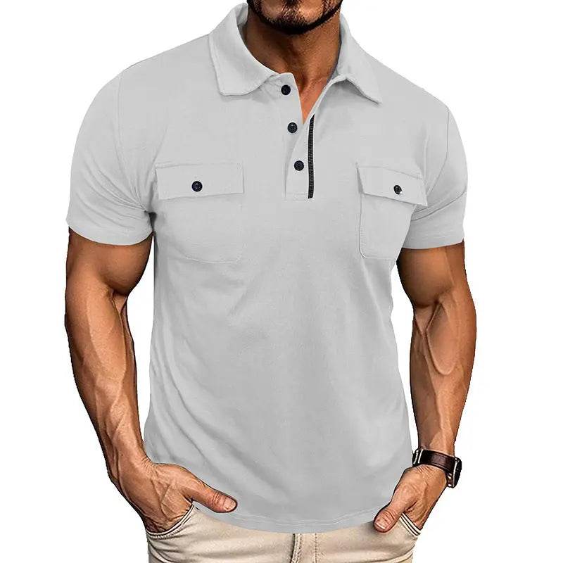 Summer Lapel Button Polo Shirt With Pockets Outdoor Fashion Short Sleeve Tops For Men Clothing - ProTrendyz