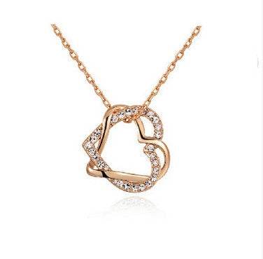 Yiwu Fashion Jewelry Factory Jewelry Customized Double Diamond Heart Necklace Earring Set - ProTrendyz