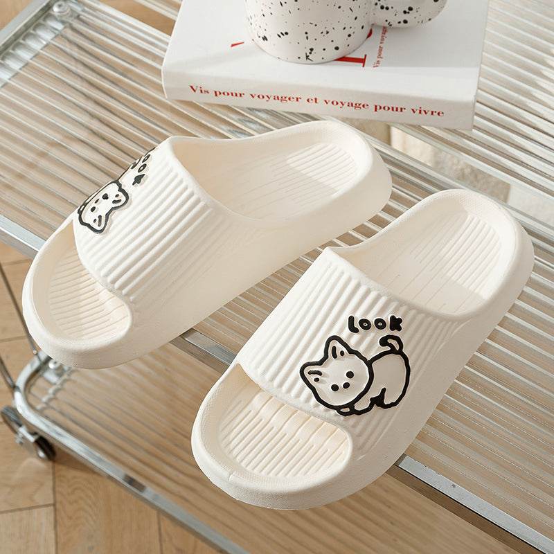 Cute Cat Slippers Summer Women Home Shoes Bath Thick Platform Non-Slip Slides Indoor Outdoor - ProTrendyz