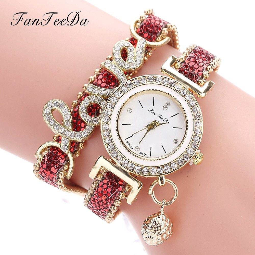 FanTeeDa Brand Women Bracelet Watches Ladies Watch Rhinestones Clock Womens Fashion Dress Wristwatch Relogio Feminino Gift - ProTrendyz