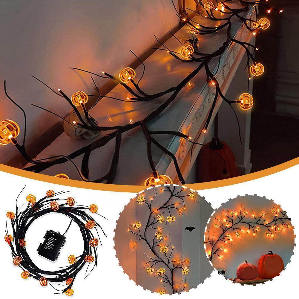 Halloween LED Willow Vine String Light Cool Cartoon Bat Pumpkin Decoration For Indoor Outdoor Party House Decor - ProTrendyz