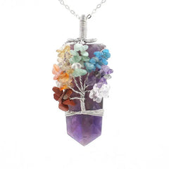 Crystal Column Tree Of Life Winding Pendant Necklace US - ProTrendyz