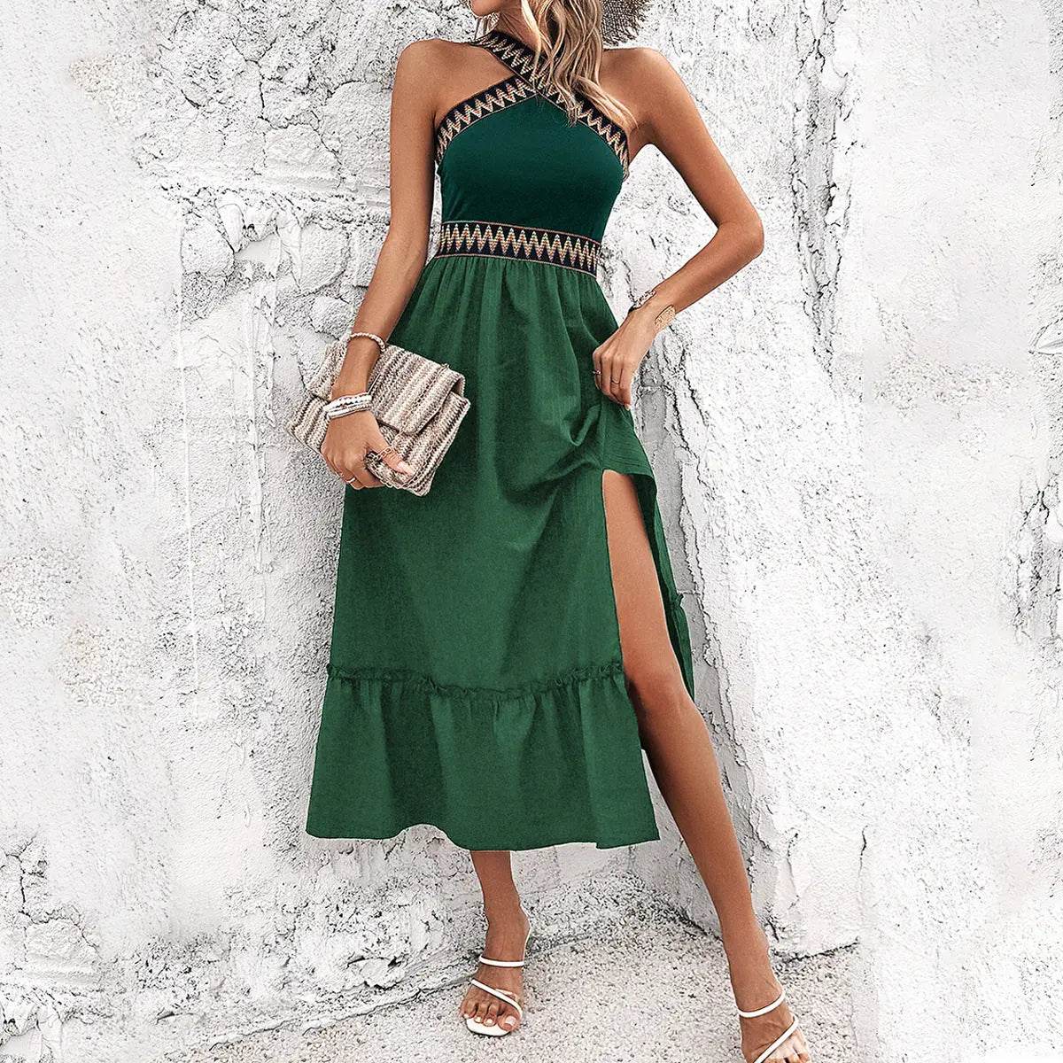 Women's Elegant Halter High Waist Dress - ProTrendyz
