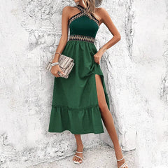 Women's Elegant Halter High Waist Dress - ProTrendyz