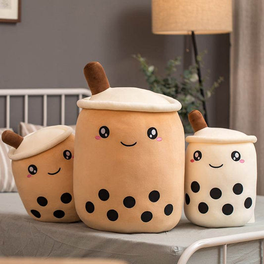 Unique Soft Teddy Plush Boba Milk Tea Plushie Toy Stuffed Fruit Shape Taste Milk Tea Hug Pillow Balls Boba Tea Cup Cushion Kids - ProTrendyz