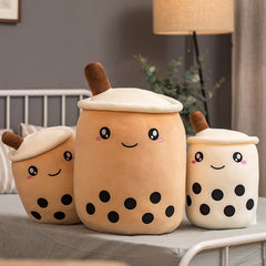 Unique Soft Teddy Plush Boba Milk Tea Plushie Toy Stuffed Fruit Shape Taste Milk Tea Hug Pillow Balls Boba Tea Cup Cushion Kids - ProTrendyz