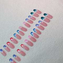 Fake Nails Multicolored Wave Pattern Extra Long Ballerina Frosted Nail Art - ProTrendyz