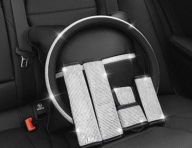 Car steering wheel handle set Four seasons universal really cute feminine cartoon leather anti-slip handle - ProTrendyz