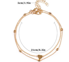 Double-layered anklet Retro beach ball chain heart-shaped anklet - ProTrendyz