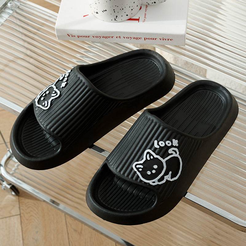 Cute Cat Slippers Summer Women Home Shoes Bath Thick Platform Non-Slip Slides Indoor Outdoor - ProTrendyz