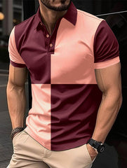 Casual Sports Short Sleeve Color Stitching Turnover Neck Polo Shirt Men Clothing - ProTrendyz