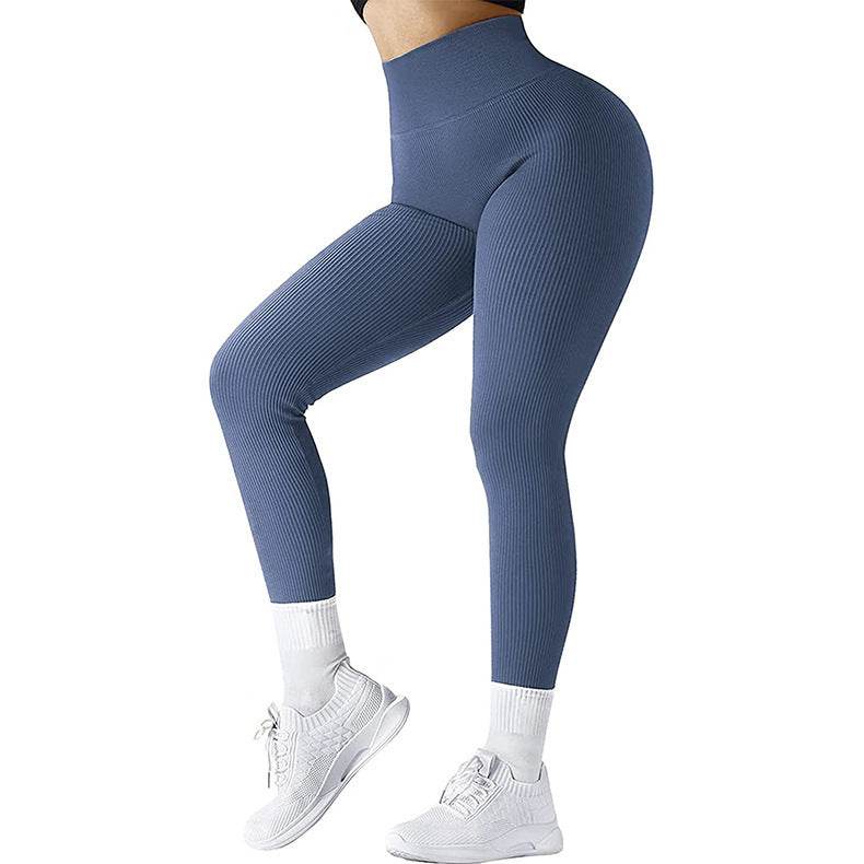 High Waist Seamless Leggings Threaded Knitted Fitness Pants Solid Women's Slimming Sports Yoga Pants Elastic Running Sport Leggings - ProTrendyz