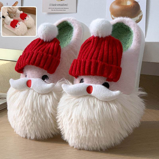 Cute Christmas Santa Claus Home Slippers Winter Warm Indoor Non-slip Floor Plush Shoes For Women - ProTrendyz