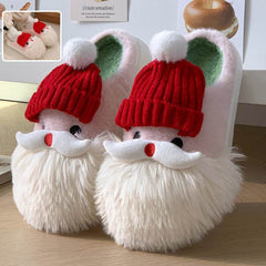 Cute Christmas Santa Claus Home Slippers Winter Warm Indoor Non-slip Floor Plush Shoes For Women - ProTrendyz