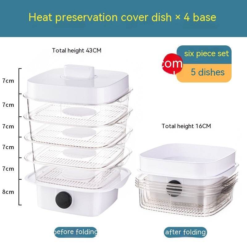 Multi-layer Dish Cover Heat Preservation Kitchen Cover Dining Table Leftover Storage Box Transparent Stack Cooking Hood Steamer - ProTrendyz