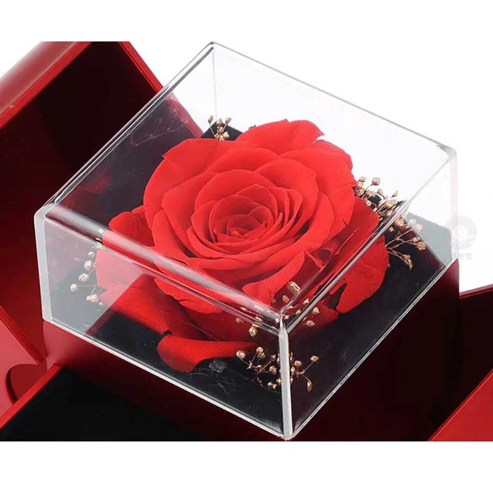Fashion Jewelry Box Red Apple Christmas Gift Necklace Eternal Rose For Girl Mother's Day Valentine's Day Gifts With Artificial Flower Rose Flower Jewelry Box US - ProTrendyz