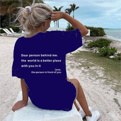 New Fashion Womens Letter T-Shirt Round Neck Short Sleeve Slogan Tee Top - ProTrendyz