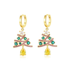 New Christmas Tree Earrings With Colorful Rhinestones Fashion Personality Shining Earrings Gift For Women Jewelry - ProTrendyz