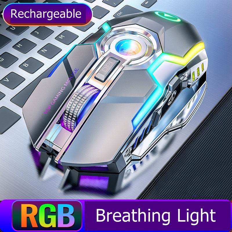 Color Wireless Gaming RGB Rechargeable Mute Button Mouse - ProTrendyz