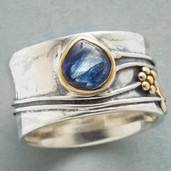 Aquamarine Ring Water Drop Two-tone Alloy - ProTrendyz