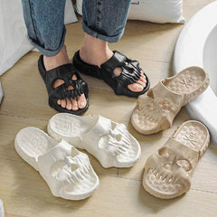 Personalized Skull Design Halloween Slippers Bathroom Indoor Outdoor Funny Slides Beach Shoes - ProTrendyz