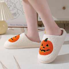 Halloween Pumpkin Cartoon Slippers Warm Winter Slippers Men And Women Couples Indoor House Shoes - ProTrendyz