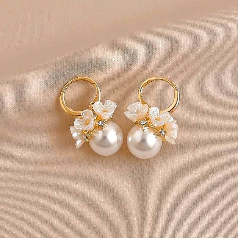 S925 Silver Needle Korean Shell Flower Basket Pearl Earrings - ProTrendyz