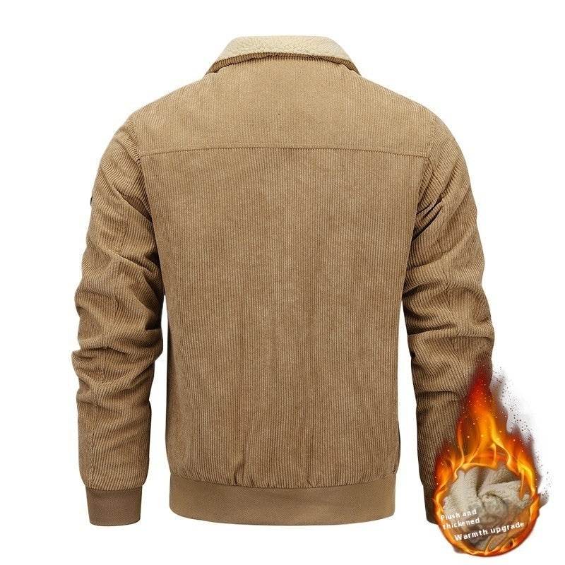 Winter Lapel Fleece Jacket With Pockets Warm Thicken Cotton Coat Men's Clothing - ProTrendyz