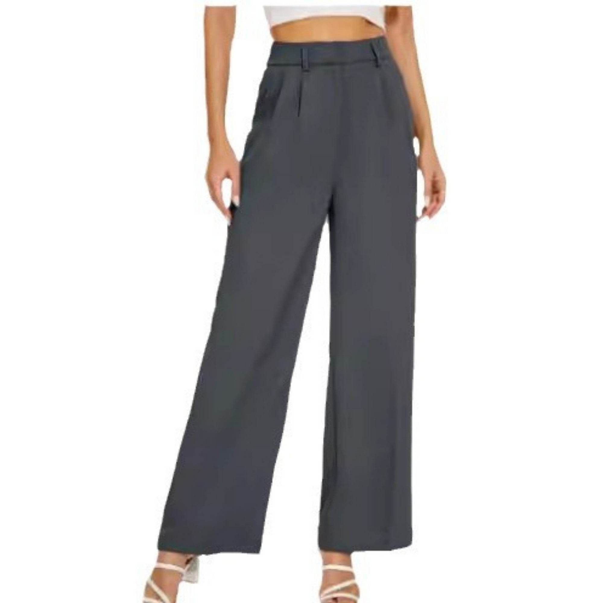 High Waist Straight Trousers With Pockets Wide Leg Casual Pants For Women - ProTrendyz