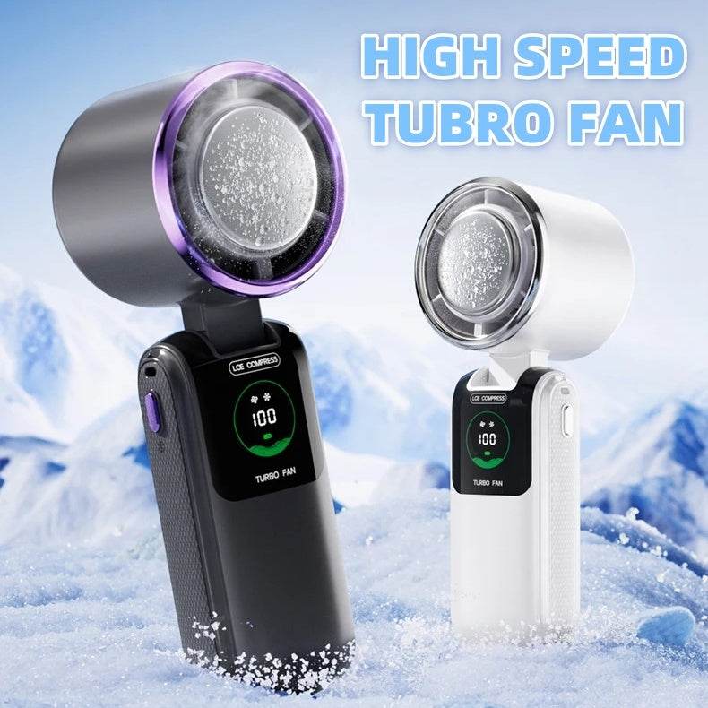 New Ice Pack High-Speed Handheld Eletirc Fan Speed Adjustable Folding Mini Fan Portable Outdoor Hanging Neck Small Fan - ProTrendyz