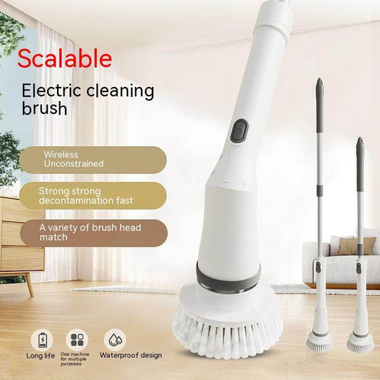Electric Scrubber Cleaning Wall Long Handle Elbow Telescopic Multifunction Cleaning Brush - ProTrendyz