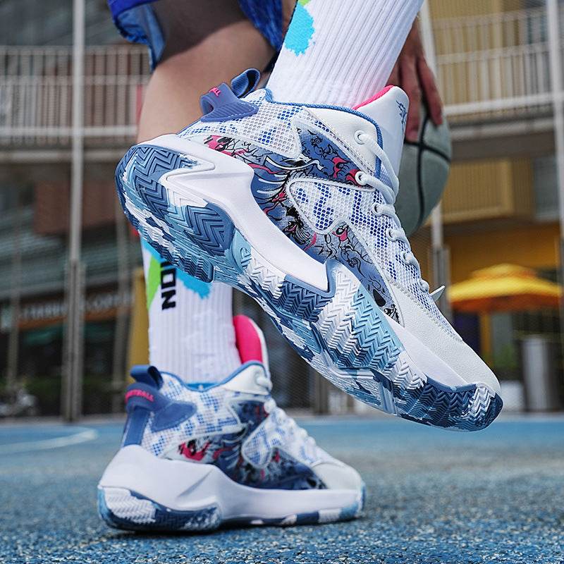 New Basketball Shoe Graffiti Rubber Breathable High Top Comfortable Men - ProTrendyz