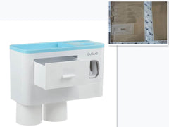 Non-marking Hanging Magnetic Toothbrush Holder Single Drawer Storage Rack With Toothpaste Squeezer Toiletry Set - ProTrendyz