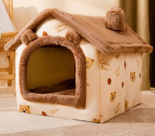 Foldable Dog House Pet Cat Bed Winter Dog Villa Sleep Kennel Removable Nest Warm Enclosed Cave Sofa Pets Supplies - ProTrendyz
