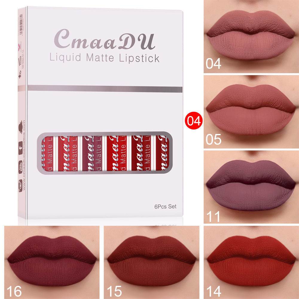 6 Boxes Of Matte Non-stick Cup Waterproof Lipstick Long Lasting Lip Gloss - ProTrendyz