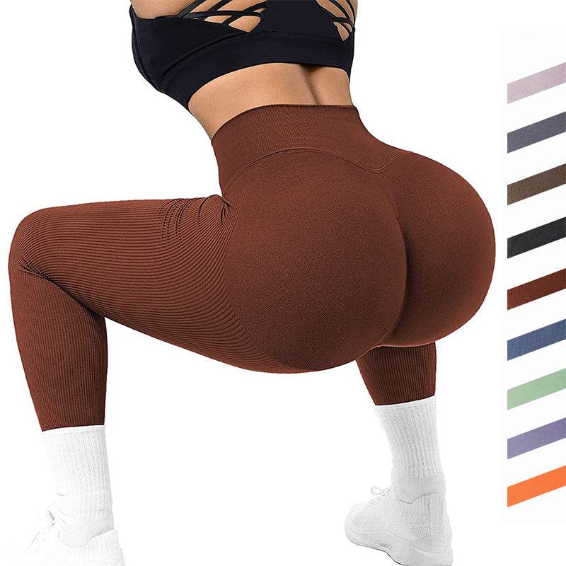 High Waist Seamless Leggings Threaded Knitted Fitness Pants Solid Women's Slimming Sports Yoga Pants Elastic Running Sport Leggings - ProTrendyz