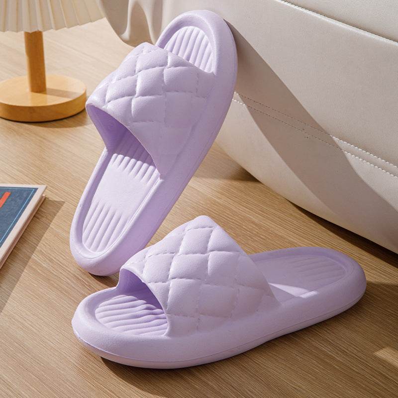New Rhombus Home Slippers Summer Non-slip Floor Bathroom Slipper Lightweight Simple House Shoes For Women Men - ProTrendyz