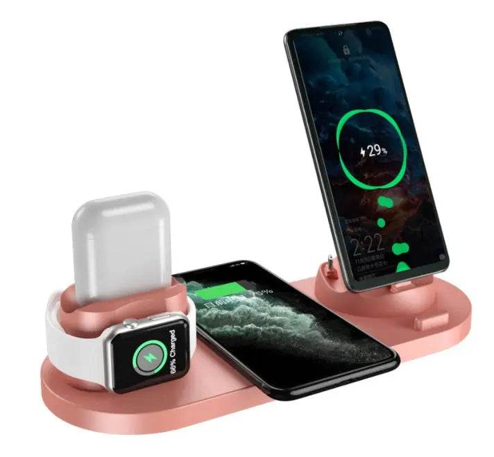 Wireless Charger For IPhone Fast Charger For Phone Fast Charging Pad For Phone Watch 6 In 1 Charging Dock Station - ProTrendyz