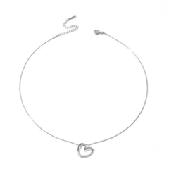Fashion Jewelry Tainless Steel Twist Hollow Heart Pendant Necklace For Women Spicy Girls Simple Clavicle Chain Jewelry Gift - ProTrendyz