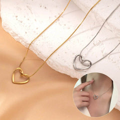 Fashion Jewelry Tainless Steel Twist Hollow Heart Pendant Necklace For Women Spicy Girls Simple Clavicle Chain Jewelry Gift - ProTrendyz