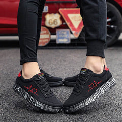 Love Print Canvas Shoes Women Men Flats Lace-up Casual Shoes Lover Sports Shoes Valentines Day - ProTrendyz