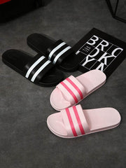 Striped Bath Plastic Stall Household Shoes Men's Bathroom Sandals And Slippers - ProTrendyz