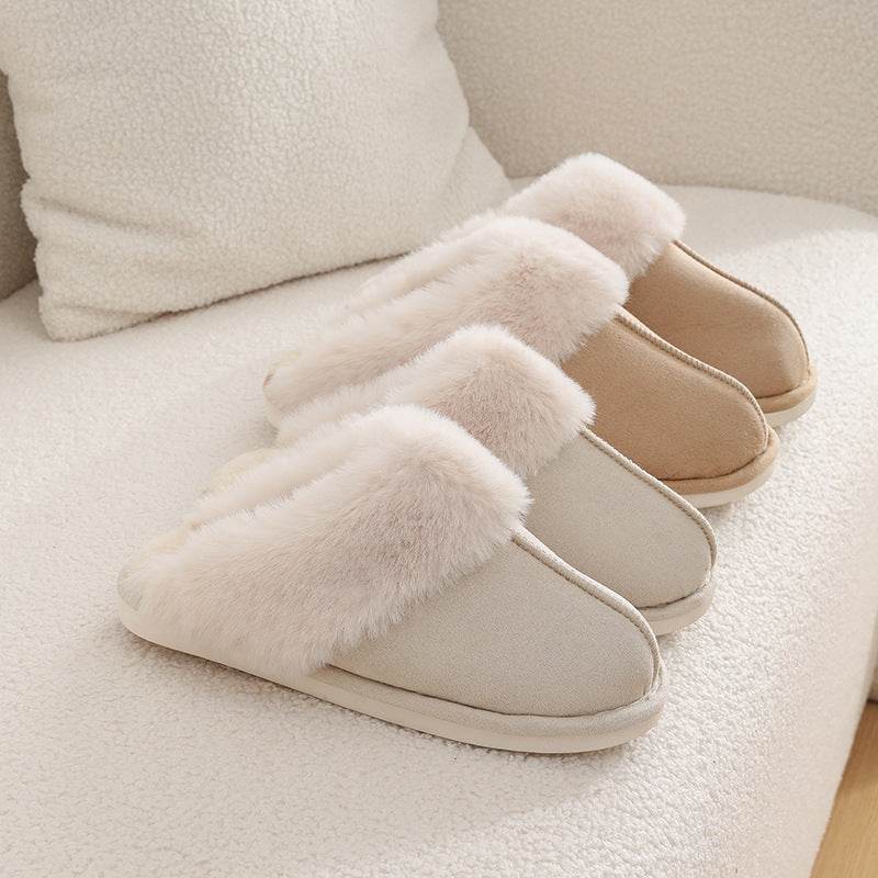 Winter Warm Plush Home Slippers Indoor Fur Slippers Women Soft Lined Cotton Shoes Comfy Non-Slip Bedroom Fuzzy House Shoes Women Couple - ProTrendyz