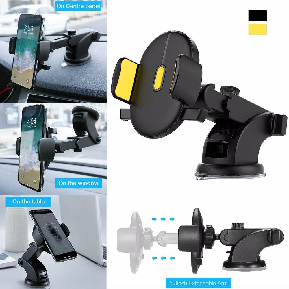 Car Phone Holder Long Rod Telescopic Car Dashboard Suction Cup Type - ProTrendyz