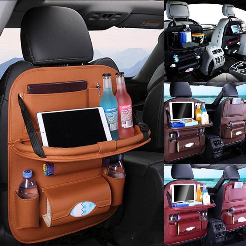 Universal Multifunctional Car Seat Bag with Foldable Table PU Leather Multi-pocket - ProTrendyz